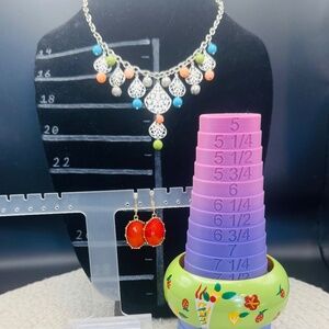 3 Piece Necklace, Bangle, And Earrings Set
